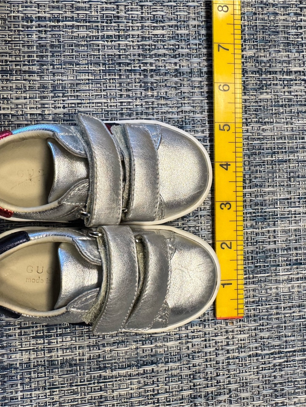 Gucci Silver Metallic Kids Sneakers with Velcro Straps
